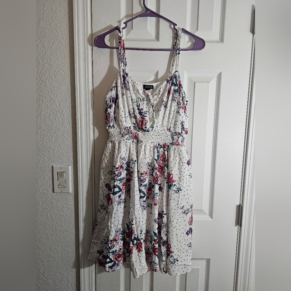Torrid White Floral Polka Dot Dress